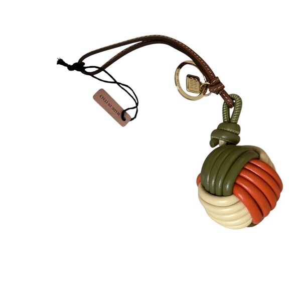 Miu Miu Bag Charm 5TL534 Knot Detail Leather Keychain Trick, orange, green white - Picture 10 of 11